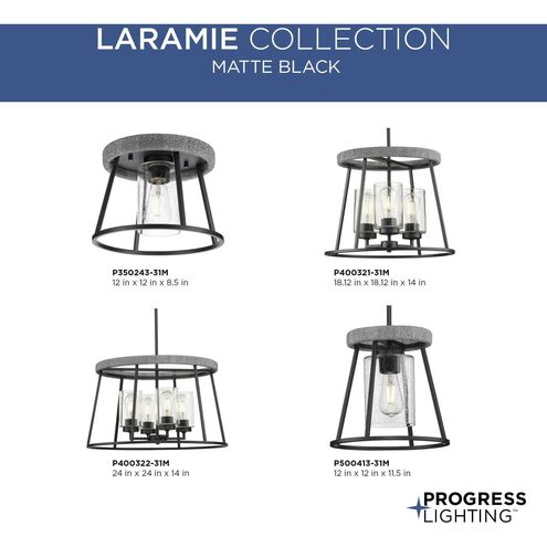 Laramie 4 Light 24 inch Matte Black Chandelier Ceiling Light, Design Series