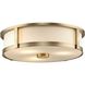 Gilliam LED 16.12 inch Vintage Brass Flush Mount Ceiling Light