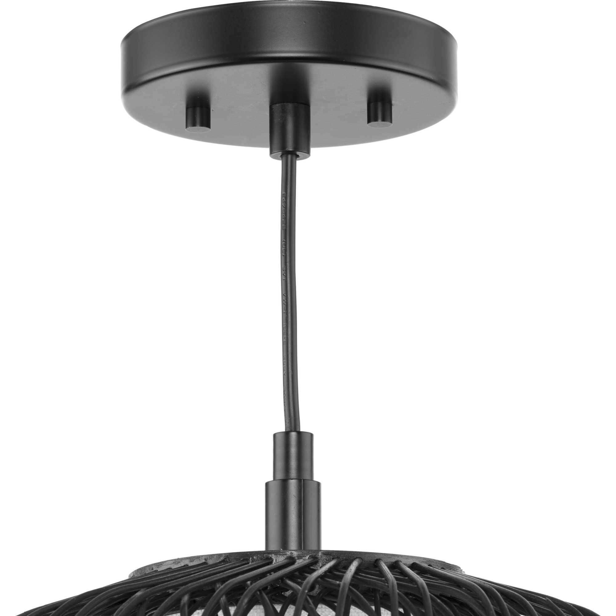 Cordova 1 Light 10 inch Black Rattan Mini Pendant Ceiling Light, Design Series