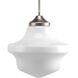 School House 1 Light 12 inch Brushed Nickel Pendant Ceiling Light