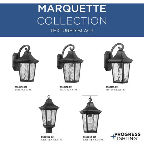 Marquette 1 Light 16 inch Textured Black Outdoor Wall Lantern, with DURASHIELD, Medium