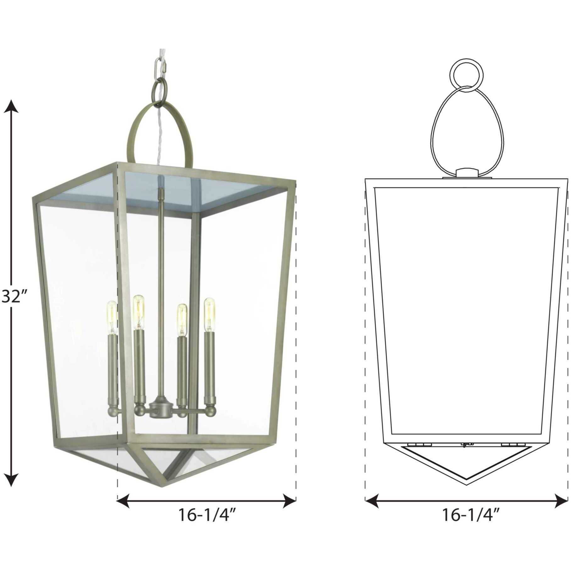 Point Dume™ Shearwater 4 Light 16.25 inch Antique Nickel Foyer Pendant Ceiling Light, Design Series