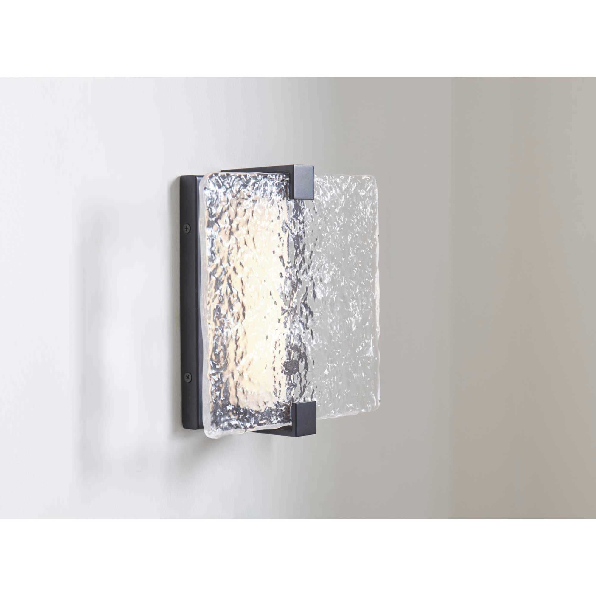 LED Stone Glass LED 8 inch Matte Black ADA Wall Sconce Wall Light, Progress LED