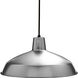 Metal Shade 1 Light 16 inch Brushed Steel Pendant Ceiling Light