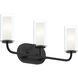 Mack 3 Light 22.25 inch Matte Black Vanity Light Wall Light