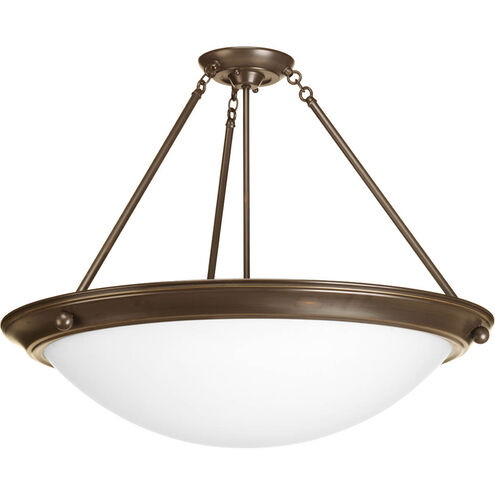 Eclipse 4 Light 27 inch Antique Bronze Close-to-Ceiling Ceiling Light in Satin White Glass