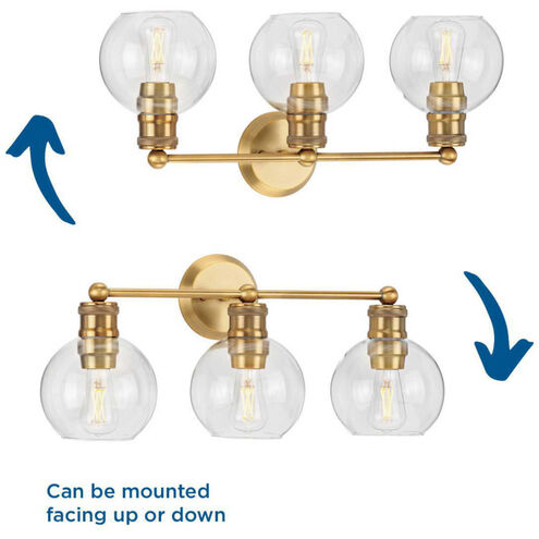 Hansford 3 Light 25 inch Vintage Brass Bath Vanity Wall Light