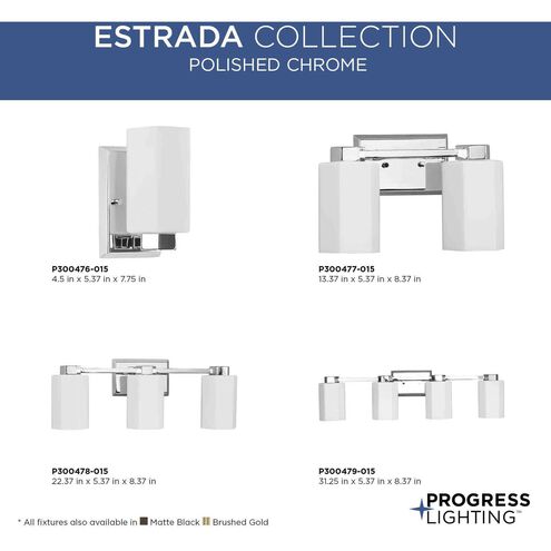 Estrada 2 Light 13.37 inch Polished Chrome Bathroom Vanity Light Wall Light