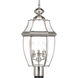 New Haven 3 Light 23 inch Brushed Nickel Outdoor Post Lantern