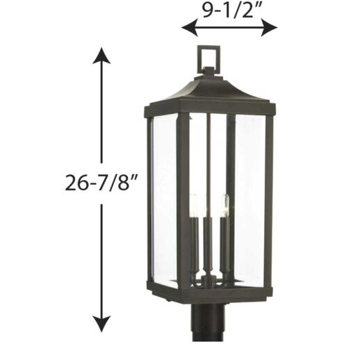 Gibbes Street 3 Light 27 inch Antique Bronze Outdoor Post Lantern, Design Series