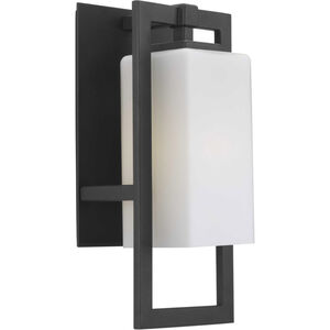 Jack 1 Light 14 inch Textured Black Outdoor Wall Lantern in White Linen, Small