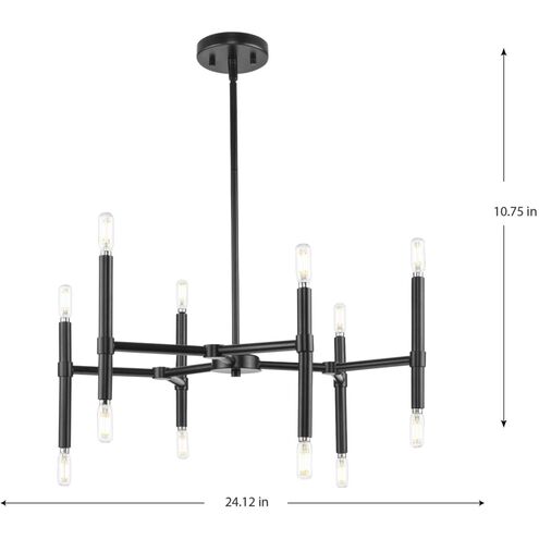 Arya 12 Light 24.12 inch Matte Black Chandelier Ceiling Light, Design Series