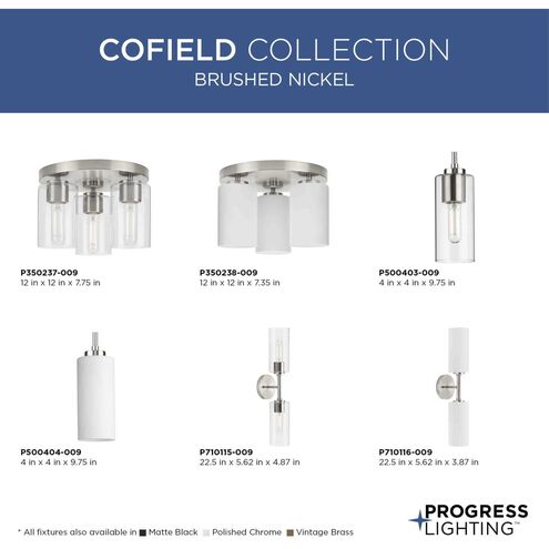 Cofield 3 Light 12 inch Brushed Nickel Flushmount Ceiling Light