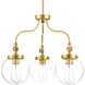 Penn 3 Light 22 inch Natural Brass Chandelier Ceiling Light, Clear Glass