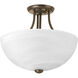 Random 2 Light 13 inch Antique Bronze Close-to-Ceiling Ceiling Light in Alabaster Glass
