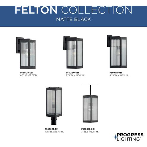 Felton 1 Light 15 inch Matte Black Outdoor Wall Lantern, Medium