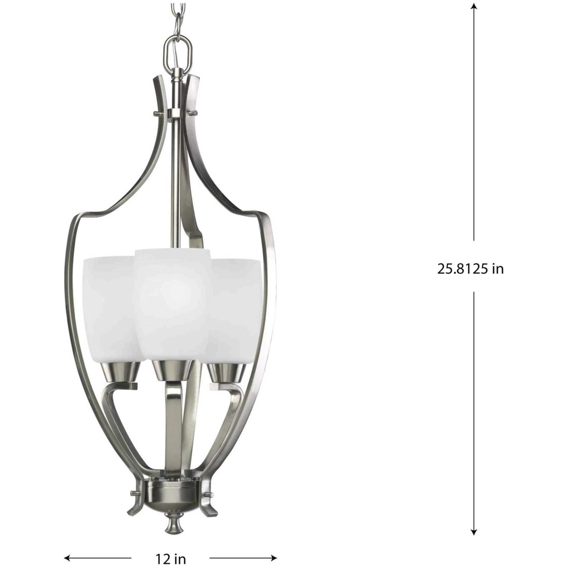 Wisten 3 Light 12 inch Brushed Nickel Foyer Pendant Ceiling Light