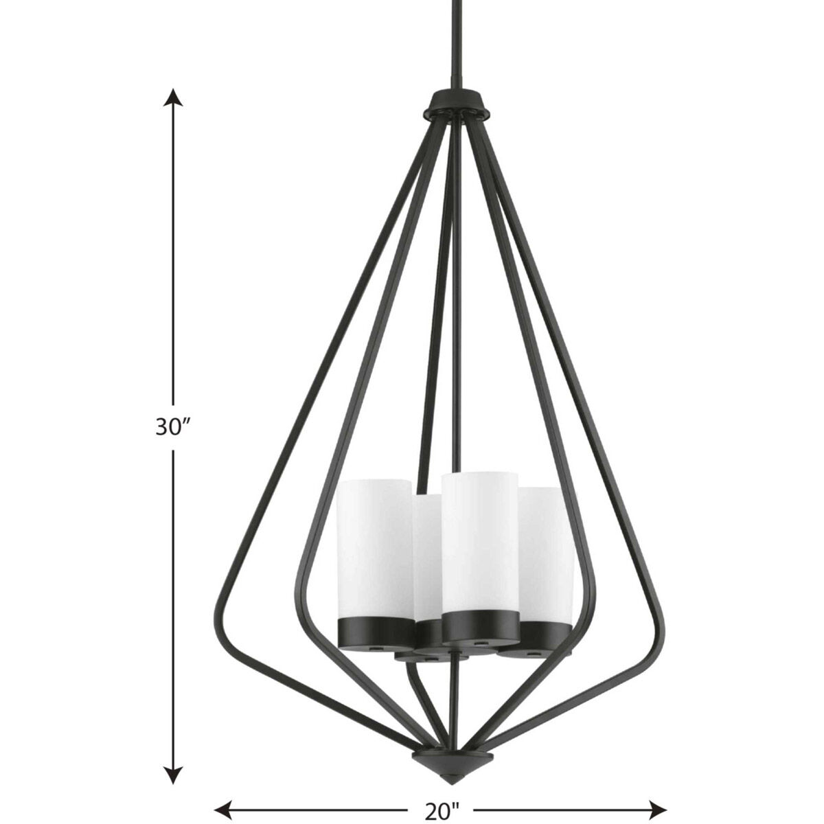 Elevate 4 Light 20 inch Matte Black Foyer Pendant Ceiling Light, Design Series