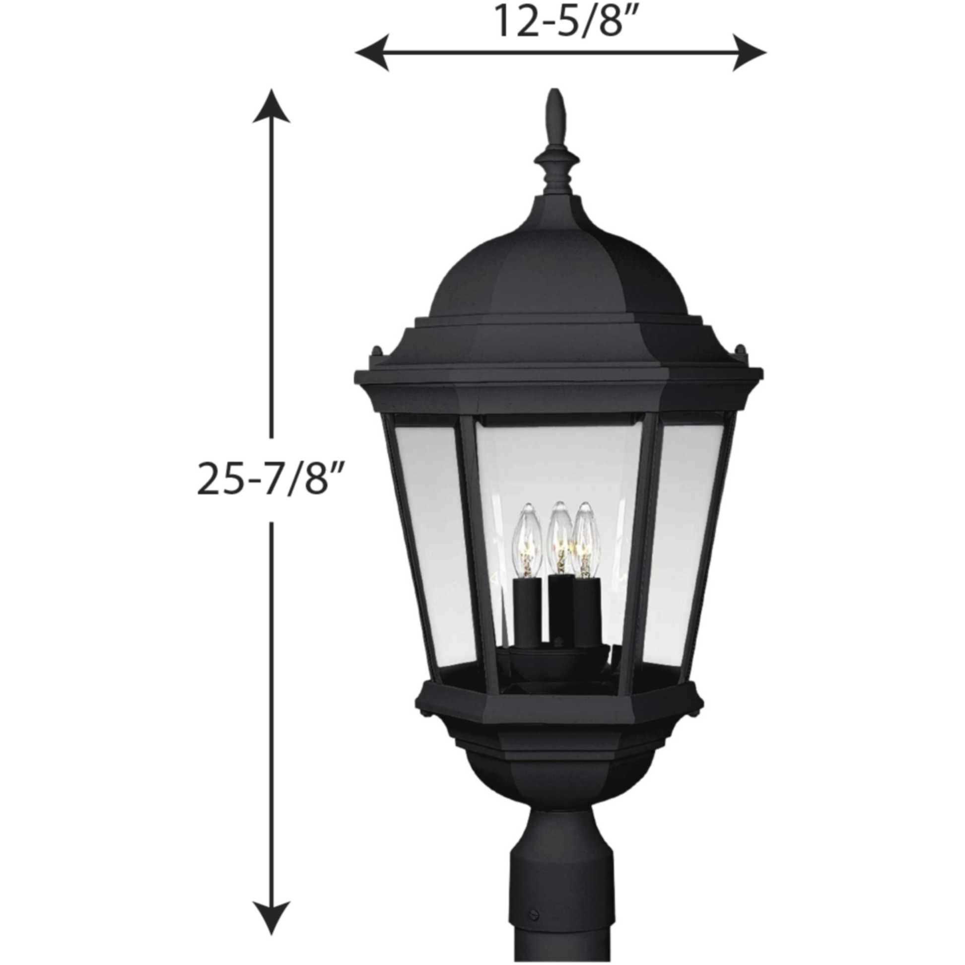 Welbourne 3 Light 26 inch Textured Black Outdoor Post Lantern in Clear Beveled