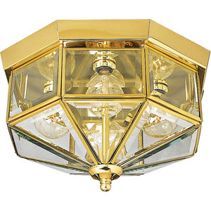 Beveled Glass 4 Light 11 inch Polished Brass Flush Mount Ceiling Light