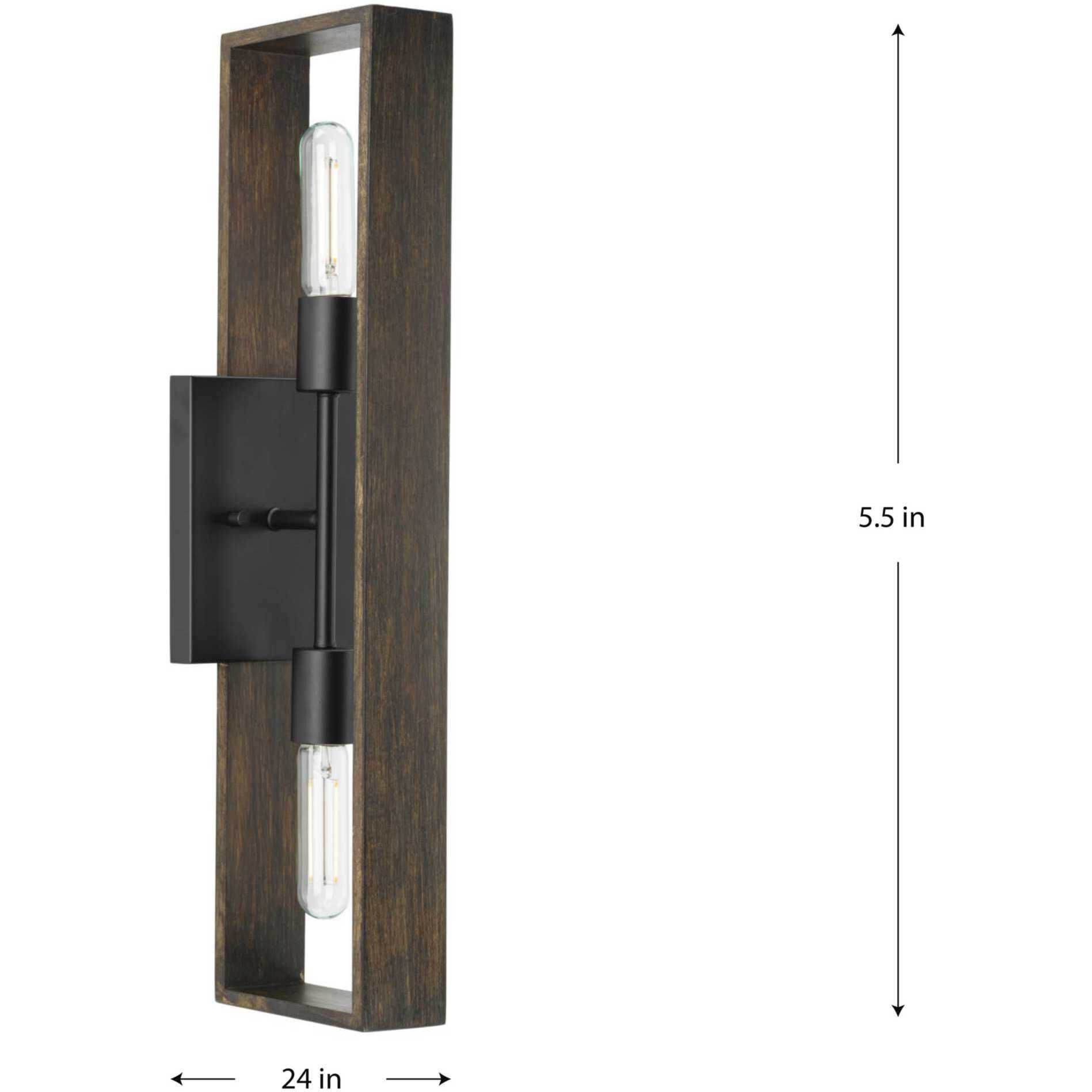 Boundary 2 Light 24 inch Matte Black Wall Bracket Wall Light, Design Series