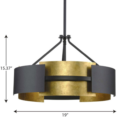 Lowery 3 Light 19 inch Textured Black Semi Flush Mount Convertible Ceiling Light, Design Series