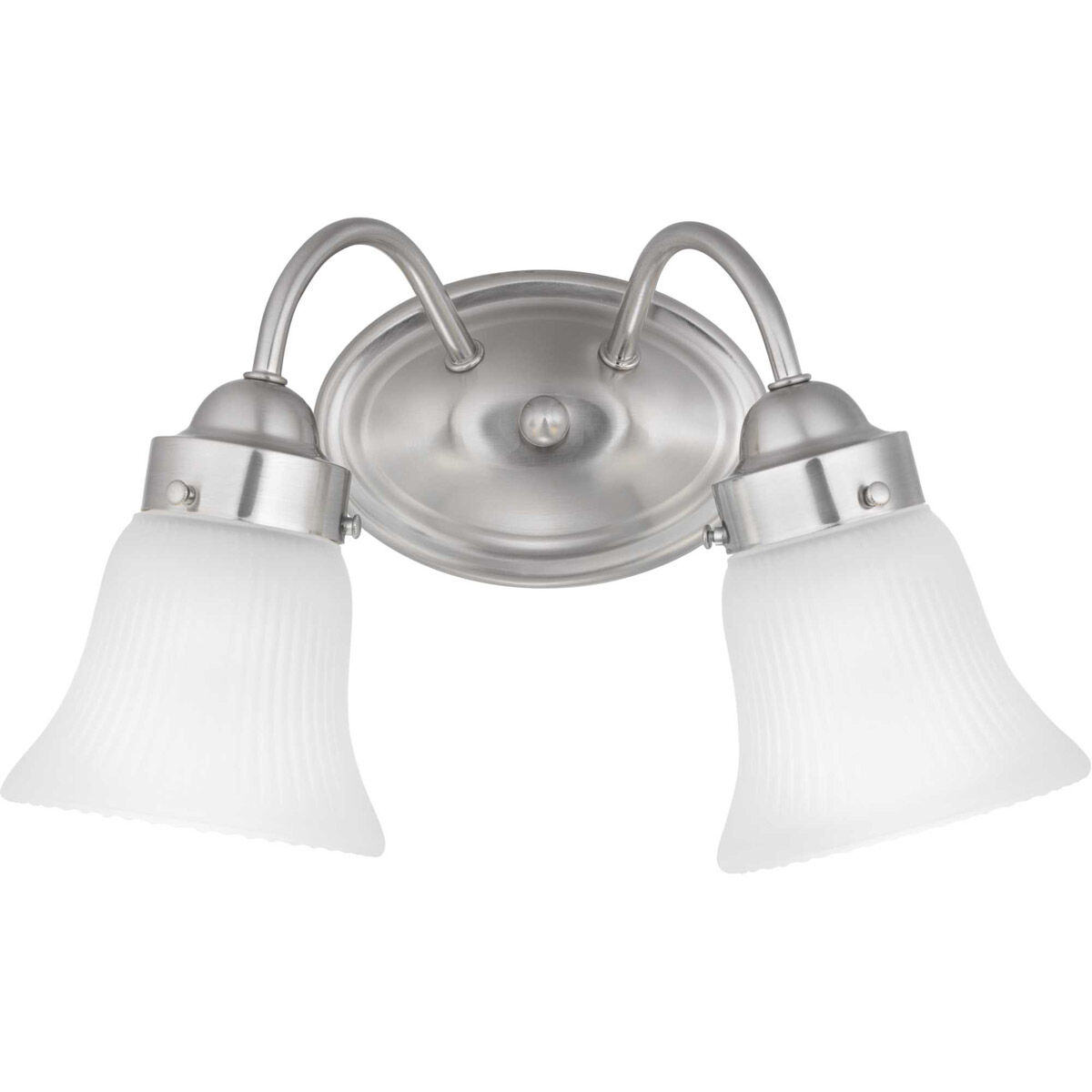 Fluted Glass 2 Light 11.75 inch Brushed Nickel Bath Vanity Wall Light in Etched