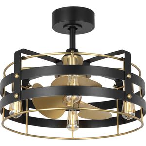 Sewell 24 inch Matte Black with Brushed Brass Blades Ceiling Fan