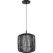 Cordova 1 Light 10 inch Black Rattan Mini Pendant Ceiling Light, Design Series