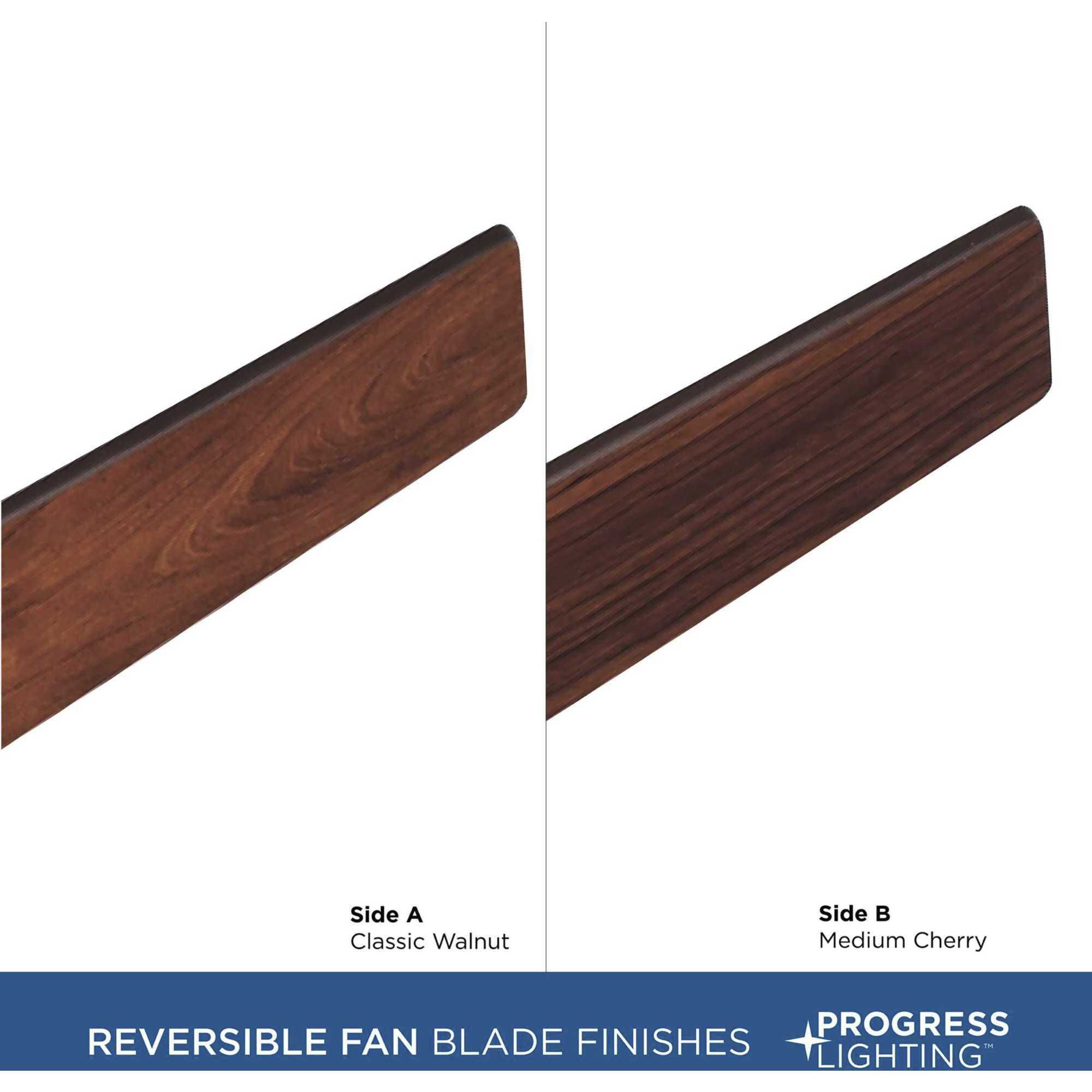Braden 56 inch Architectural Bronze with Classic Walnut/Medium Cherry Blades Hugger Ceiling Fan, Progress LED