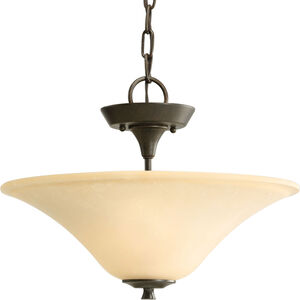 Cantata 2 Light 16 inch Forged Bronze Semi-Flush Mount Ceiling Light in Seeded Topaz Glass