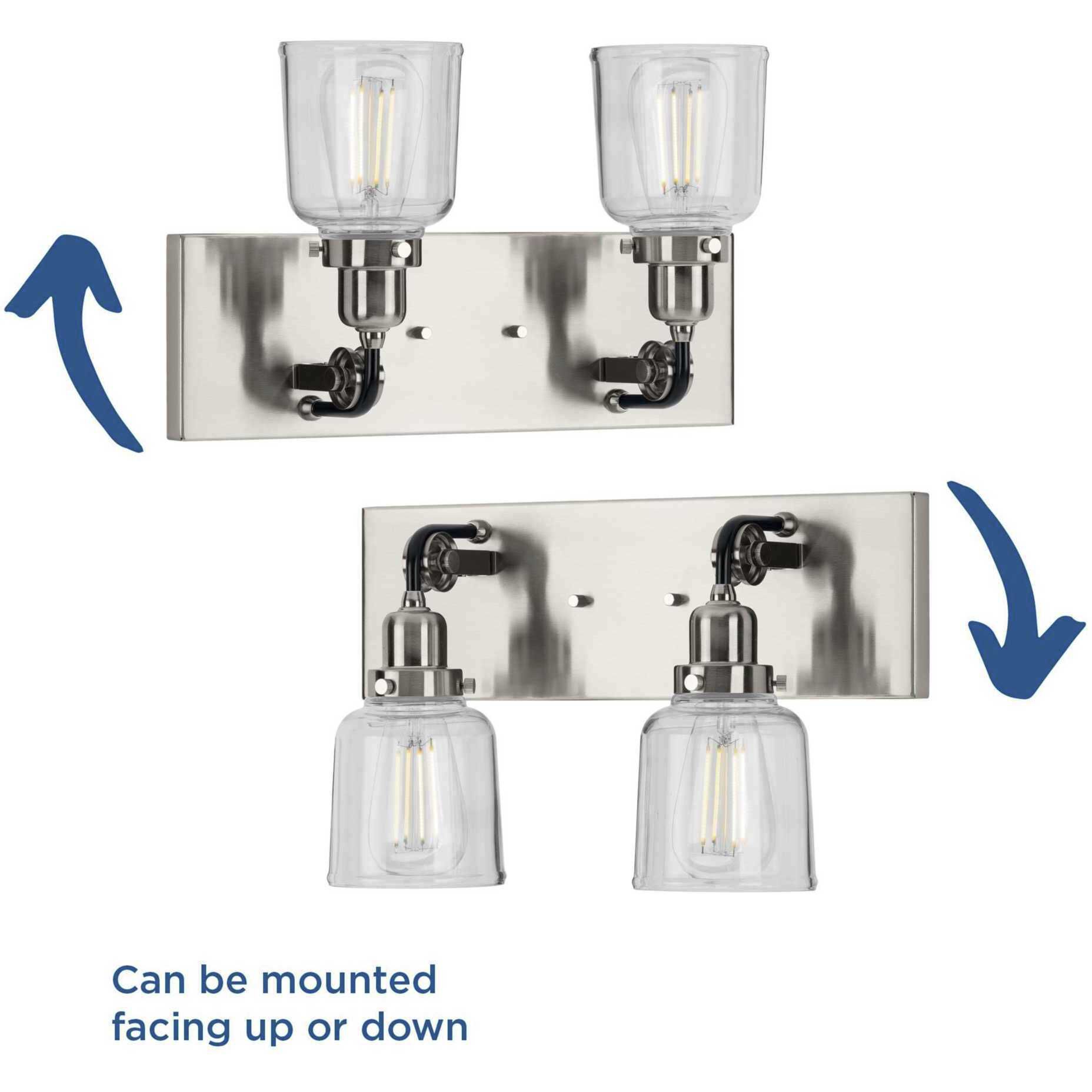 Rushton 2 Light 16 inch Brushed Nickel Bath Vanity Wall Light