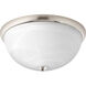 Random 2 Light 14 inch Brushed Nickel Close-to-Ceiling Ceiling Light in Alabaster Glass