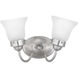 Fluted Glass 2 Light 11.75 inch Brushed Nickel Bath Vanity Wall Light in Etched