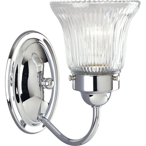 Economy Fluted Glass 1 Light 5 inch Polished Chrome Bath Vanity Wall Light in Clear Fluted
