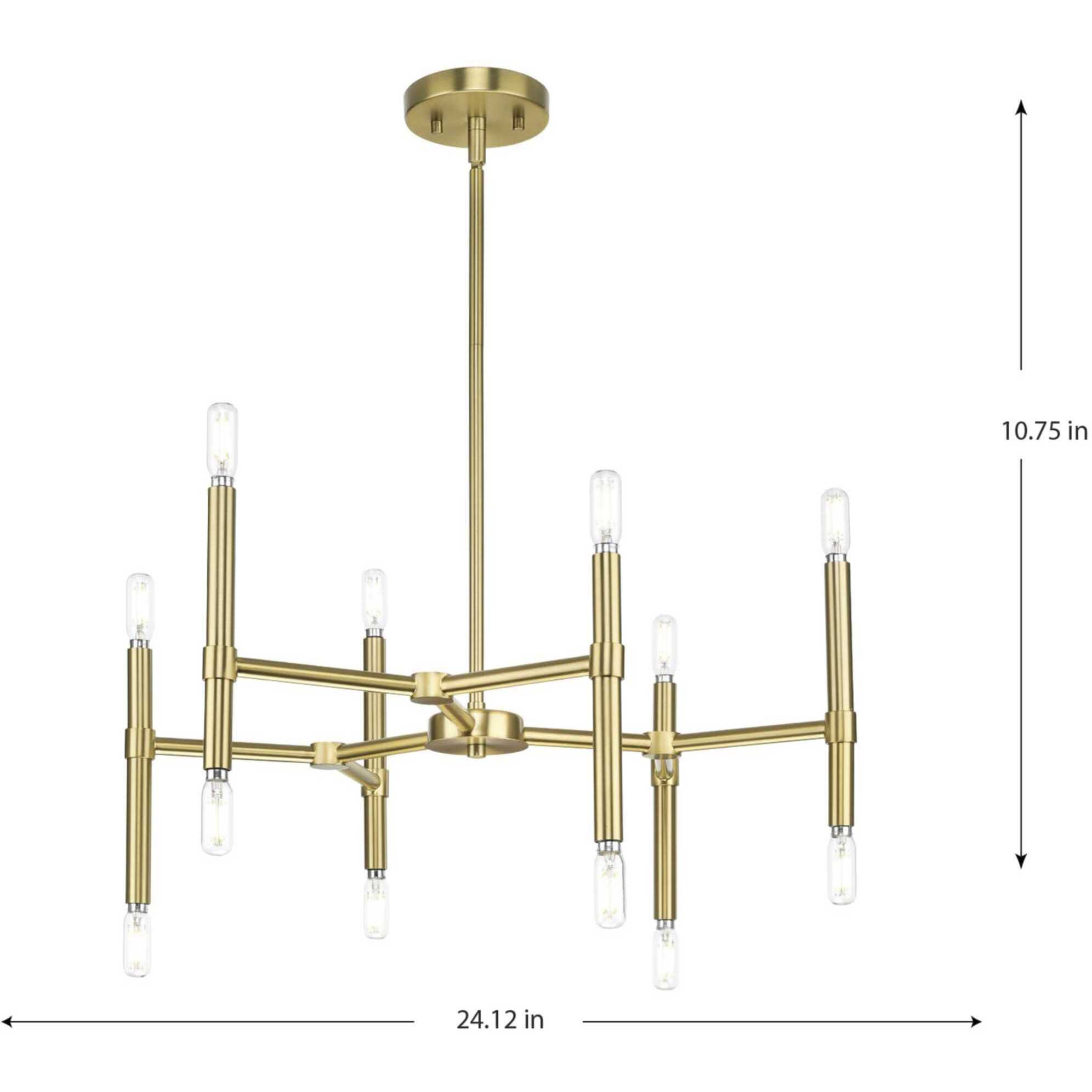 Arya 12 Light 24.12 inch Brushed Gold Chandelier Ceiling Light, Design Series