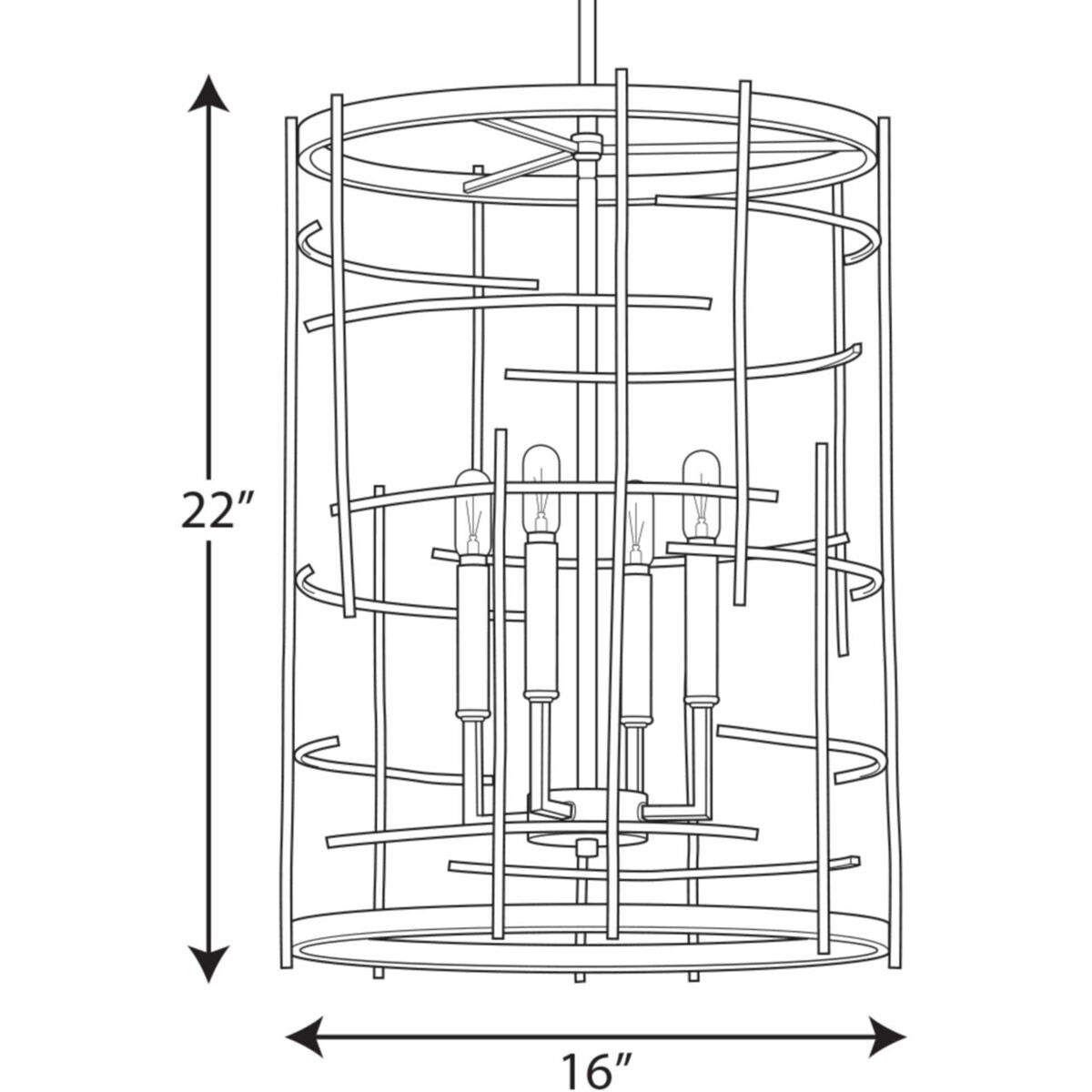 Torres 4 Light 16 inch Textured Black Foyer Pendant Ceiling Light, Design Series