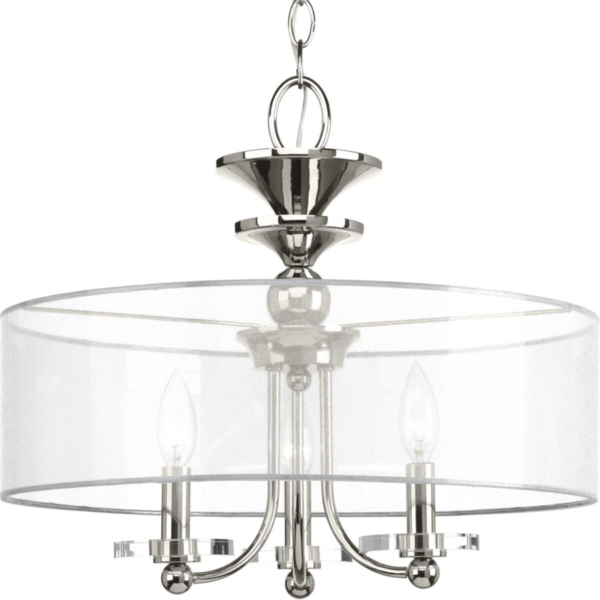 Marche 3 Light 18 inch Polished Nickel Semi-Flush Mount Convertible Ceiling Light, Design Series