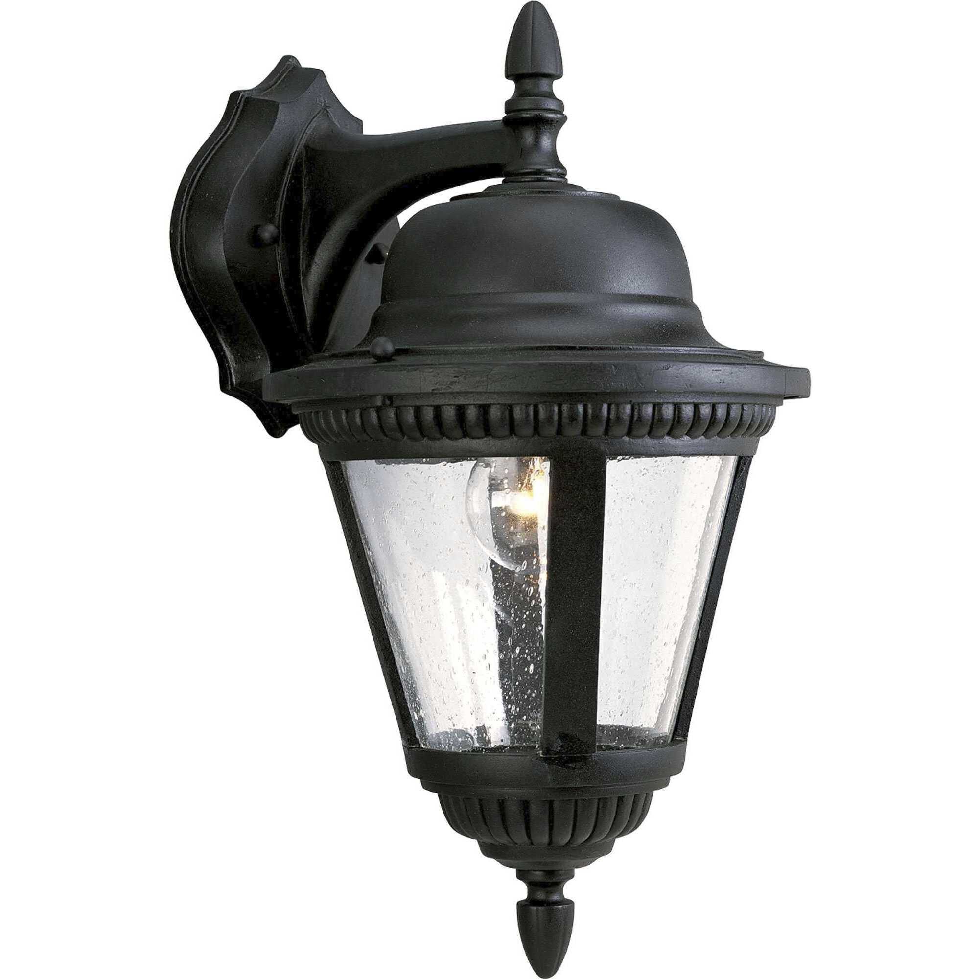 Progress P5863 31 Westport 1 Light 16 inch Textured Black Outdoor Wall Lantern in Bulbs Not Included Clear Seeded Medium