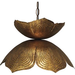 Flowering Lotus 1 Light 20 inch Antique Gold Pendant Ceiling Light