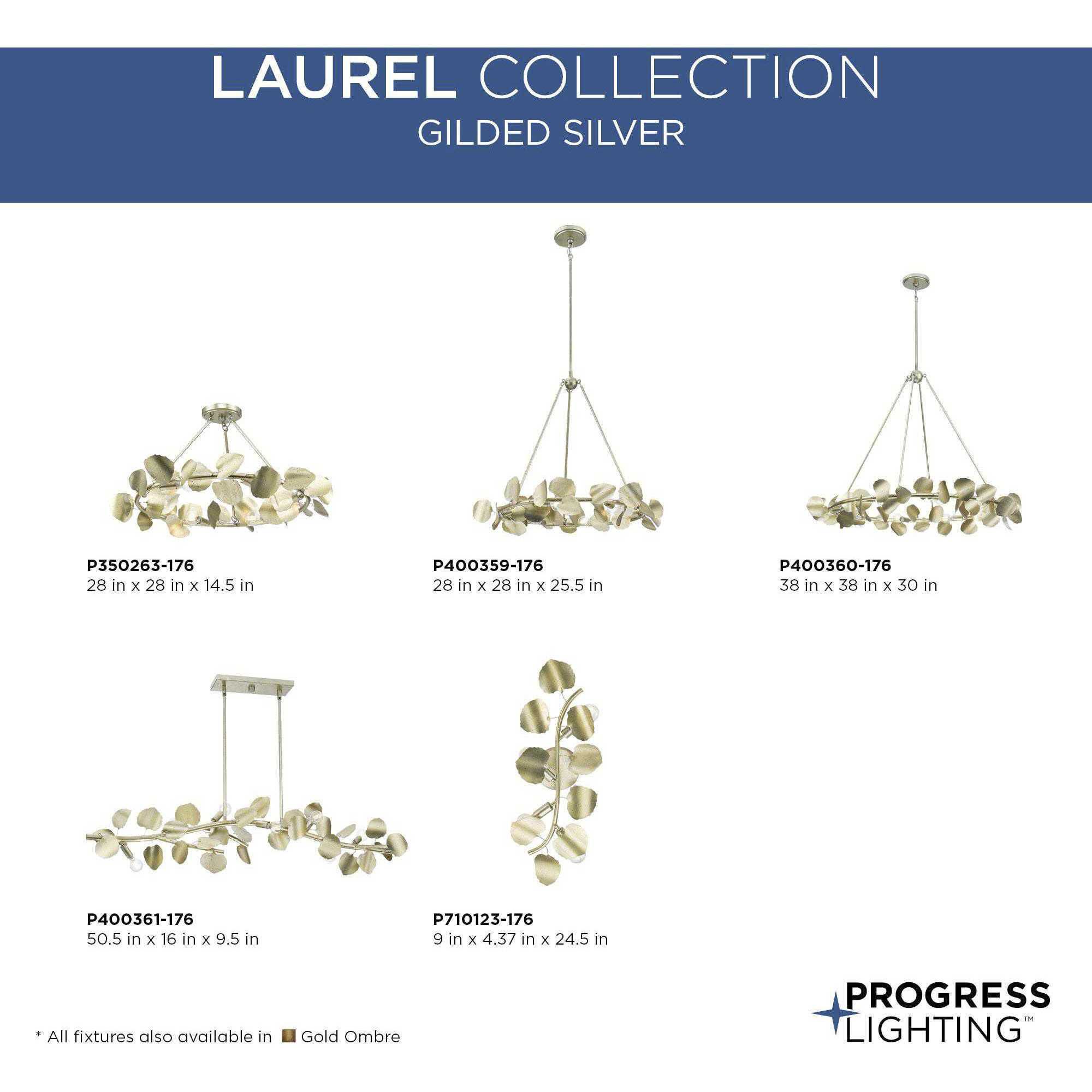 Laurel 6 Light 28 inch Gilded Silver Semi-Flush Mount Ceiling Light, Design Series