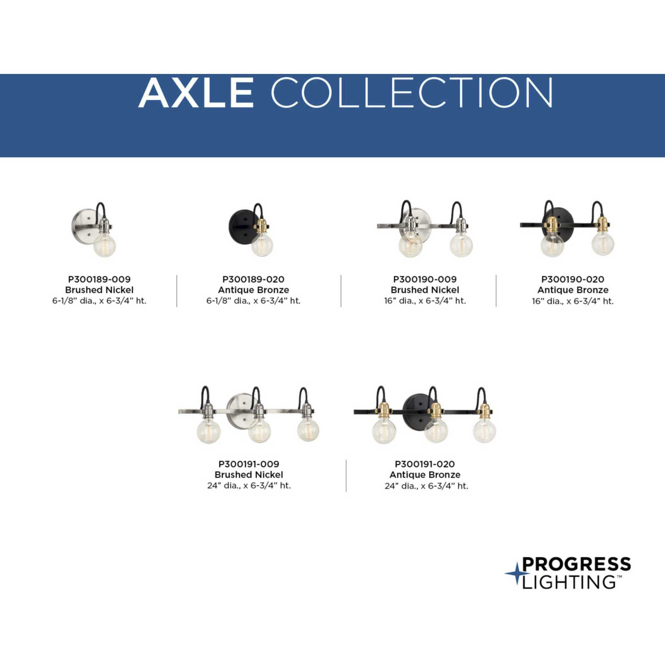 Axle 1 Light 6 inch Brushed Nickel Bath Vanity Wall Light