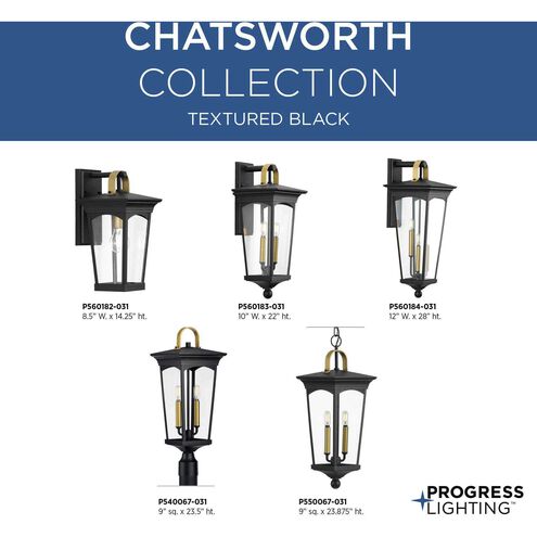 Chatsworth 1 Light 14 inch Textured Black Outdoor Wall Lantern, Small, Design Series