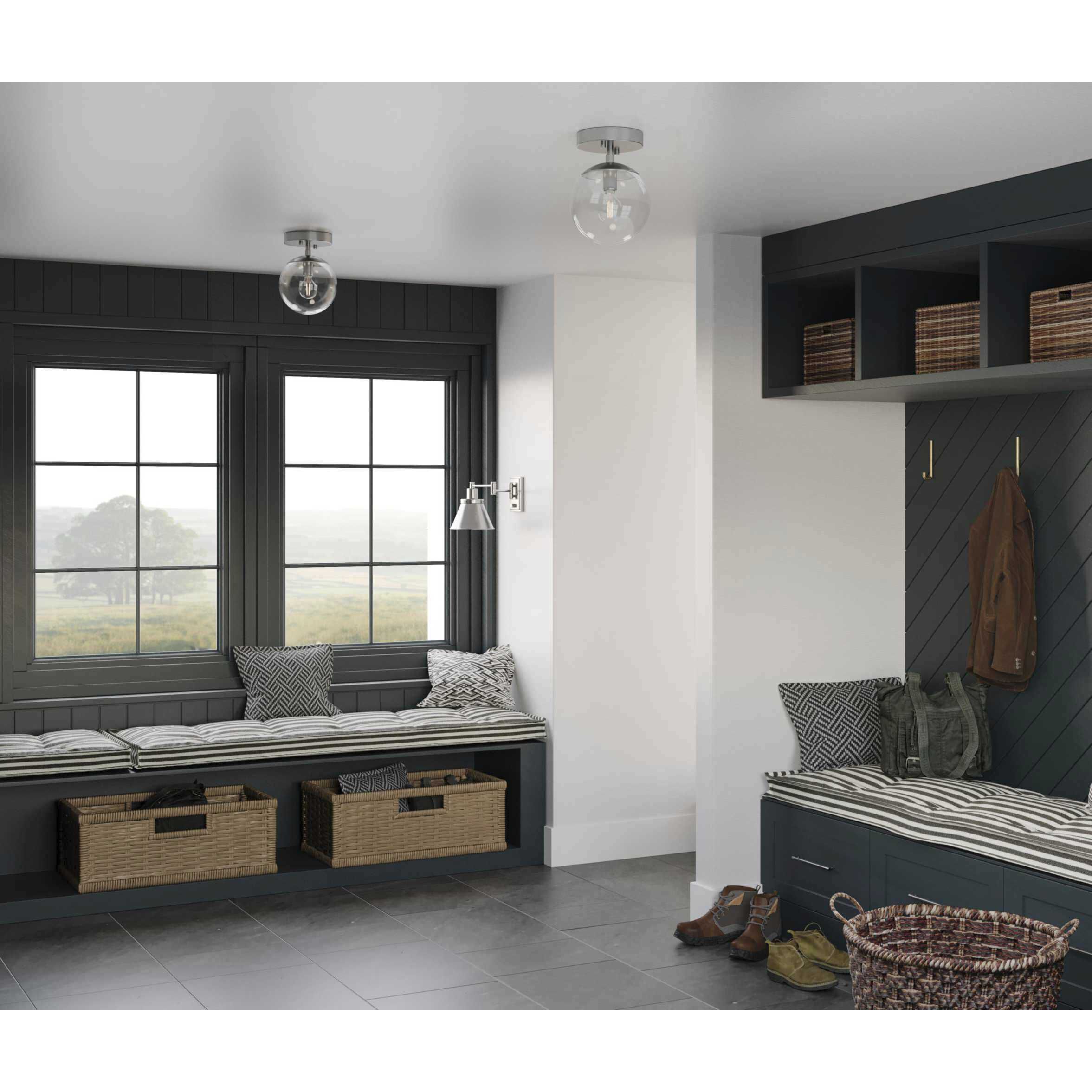 Atwell 1 Light 5.87 inch Brushed Nickel Semi-flush Ceiling Light