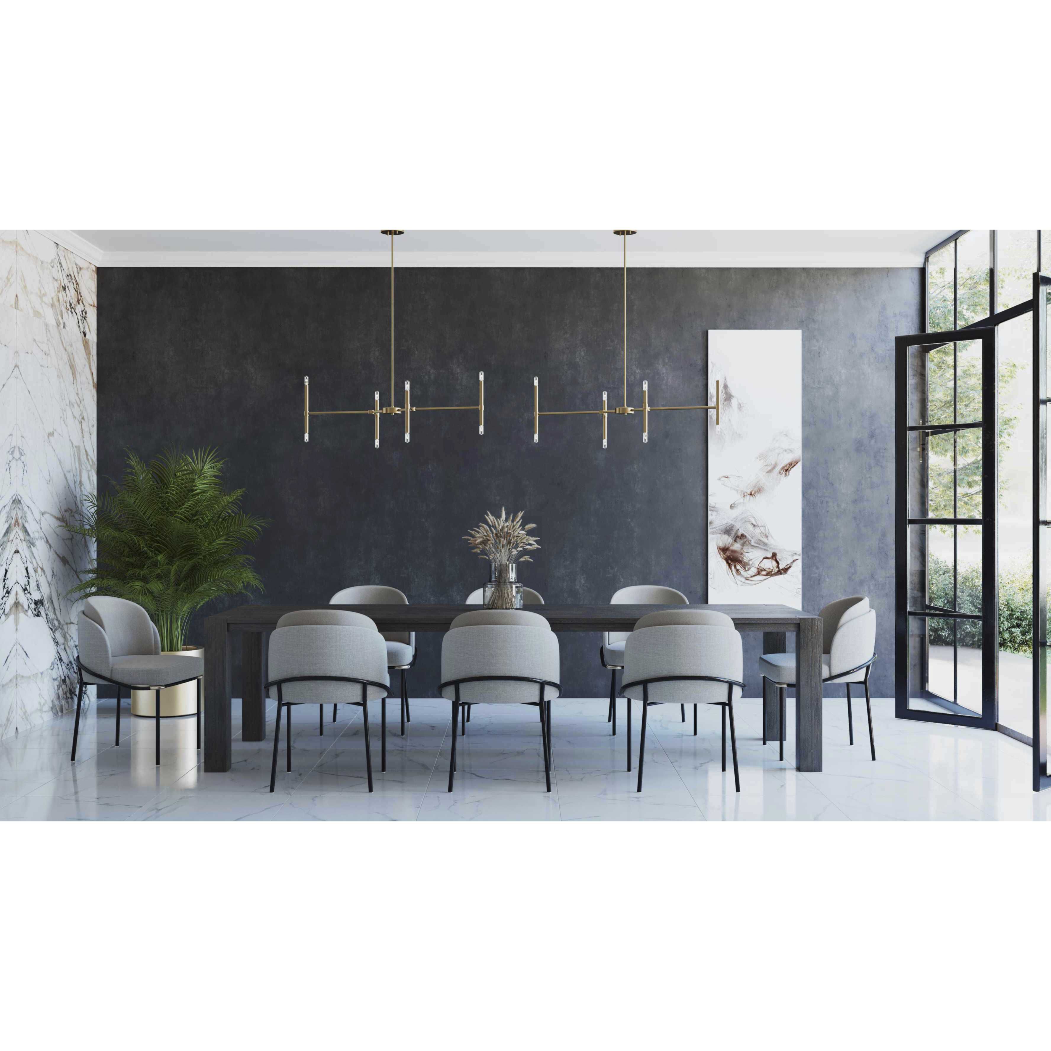 Arya 8 Light 40 inch Brushed Gold Linear Chandelier Ceiling Light, Design Series