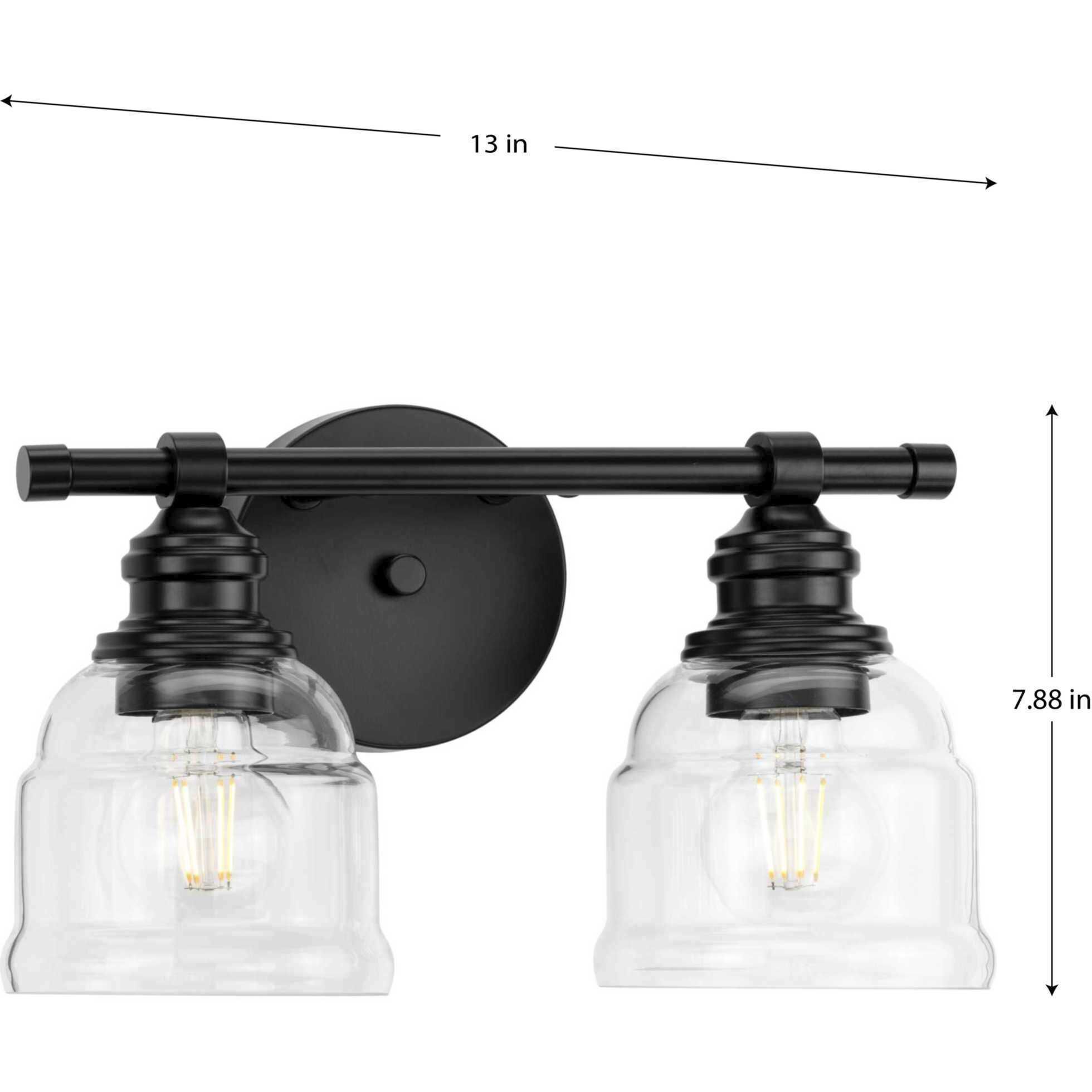 Ambrose 2 Light 13 inch Matte Black Bath Vanity Wall Light