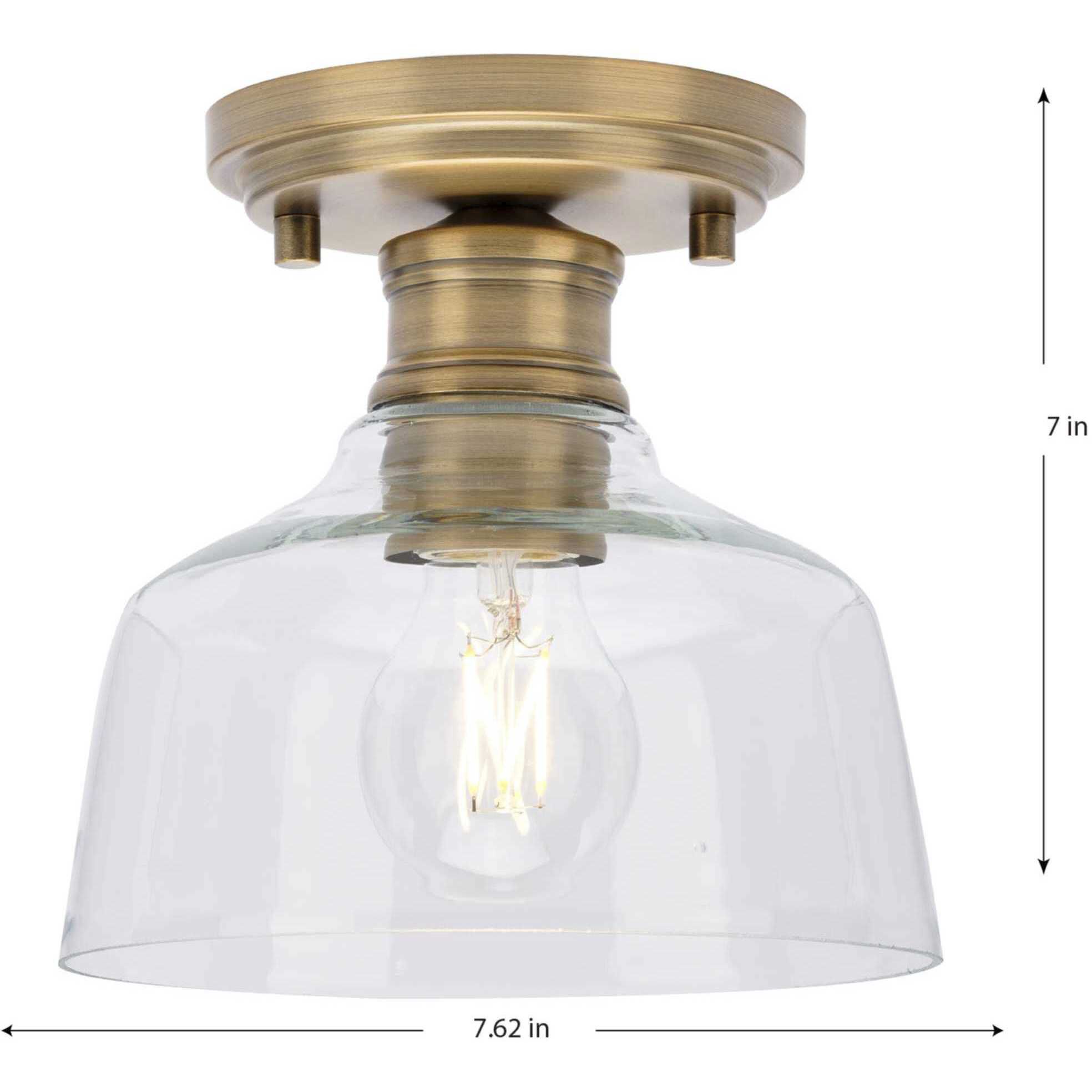 Singleton 1 Light 7.62 inch Vintage Brass Semi-Flush Mount Ceiling Light