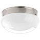 Fitter LED 12 inch Brushed Nickel Flush Mount Ceiling Light in White Glass, Opal Glass
