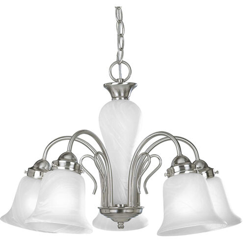 Bedford 5 Light 23 inch Brushed Nickel Chandelier Ceiling Light in Etched Alabaster