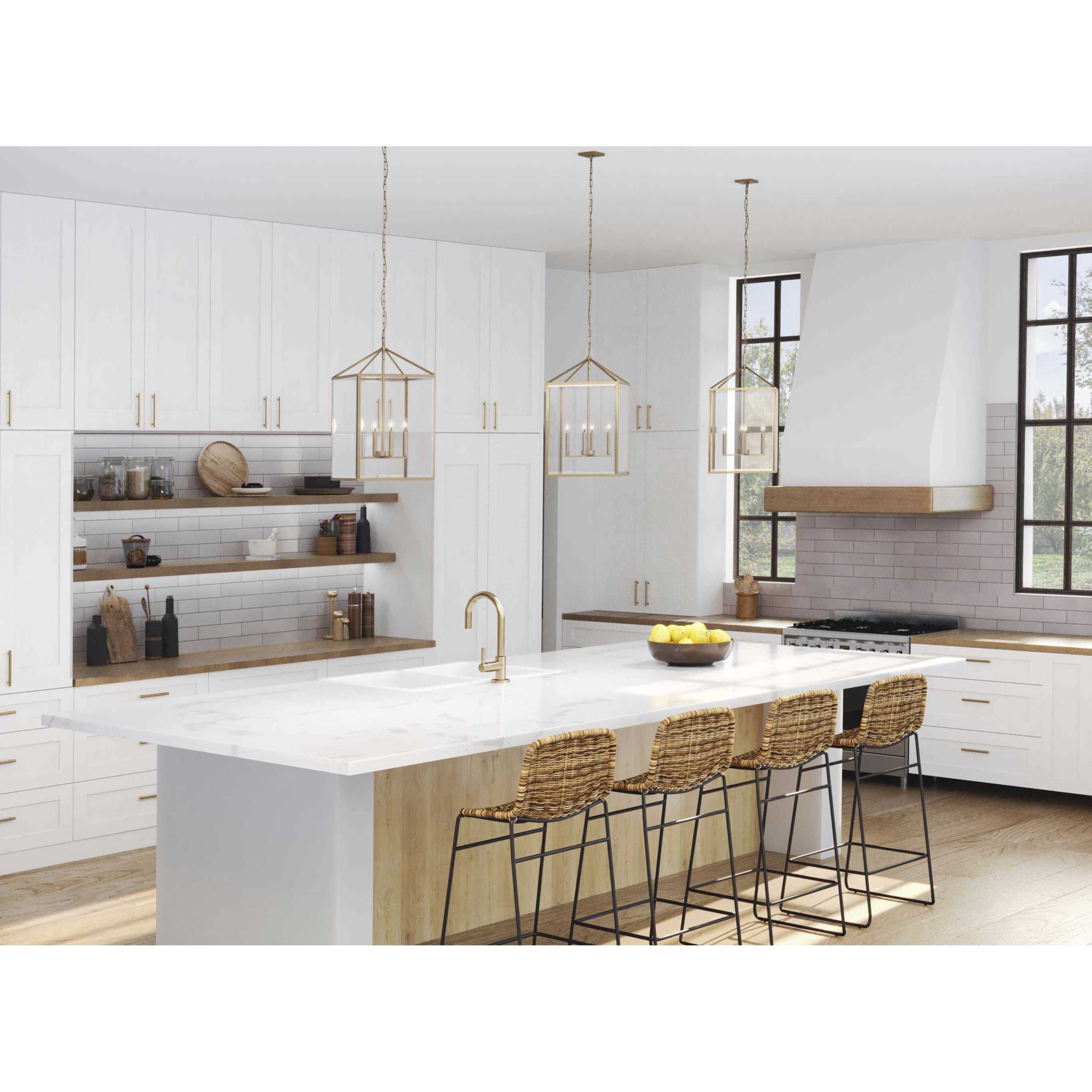 Hillcrest 4 Light 17 inch Vintage Brass Foyer Light Ceiling Light